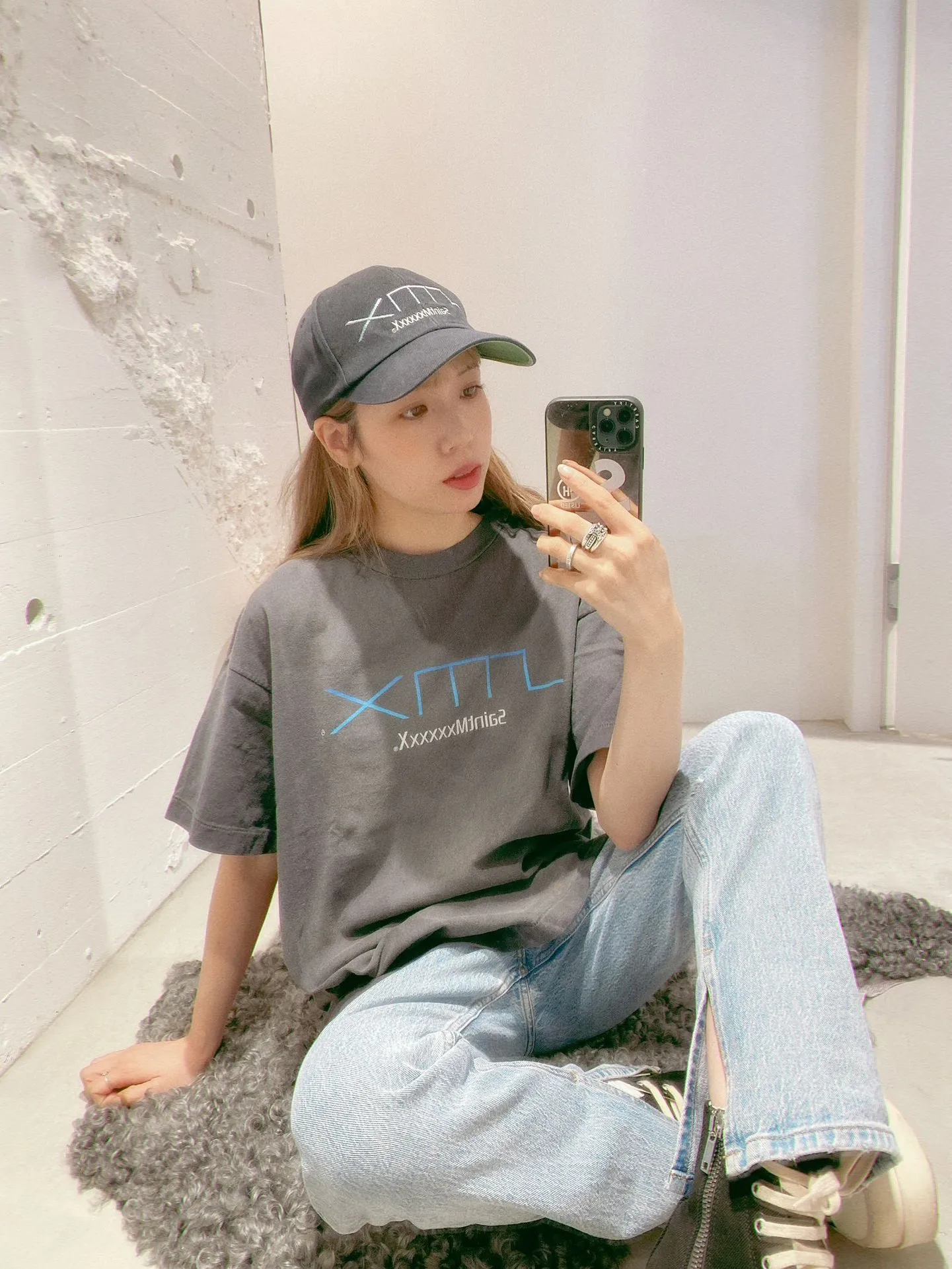 SAINT Mxxxxxx SM6 TEE/BLK latest model SM6 basic LOGO printed TEE, washed black S-XL, garment dyeing, heavy washing to make old, hanging holes, highly restored original printing, correct with anti-counterfeiting angel mark